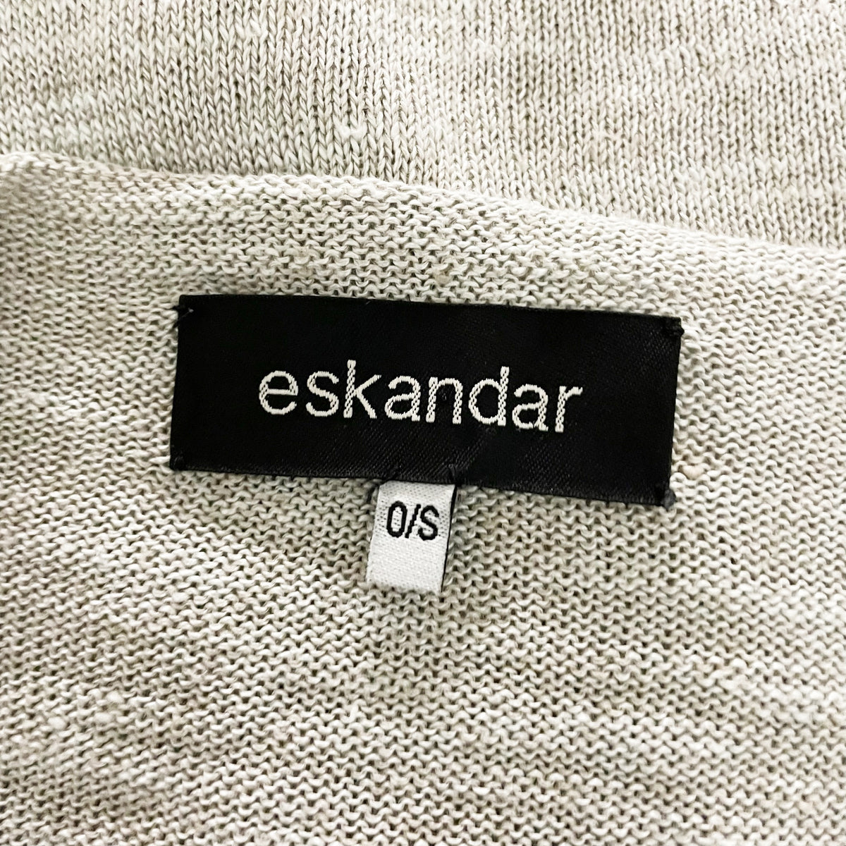 Eskandar Silk Linen Woven Knit Scoop Neck Long Sleeve Pullover Sweater Gray OS