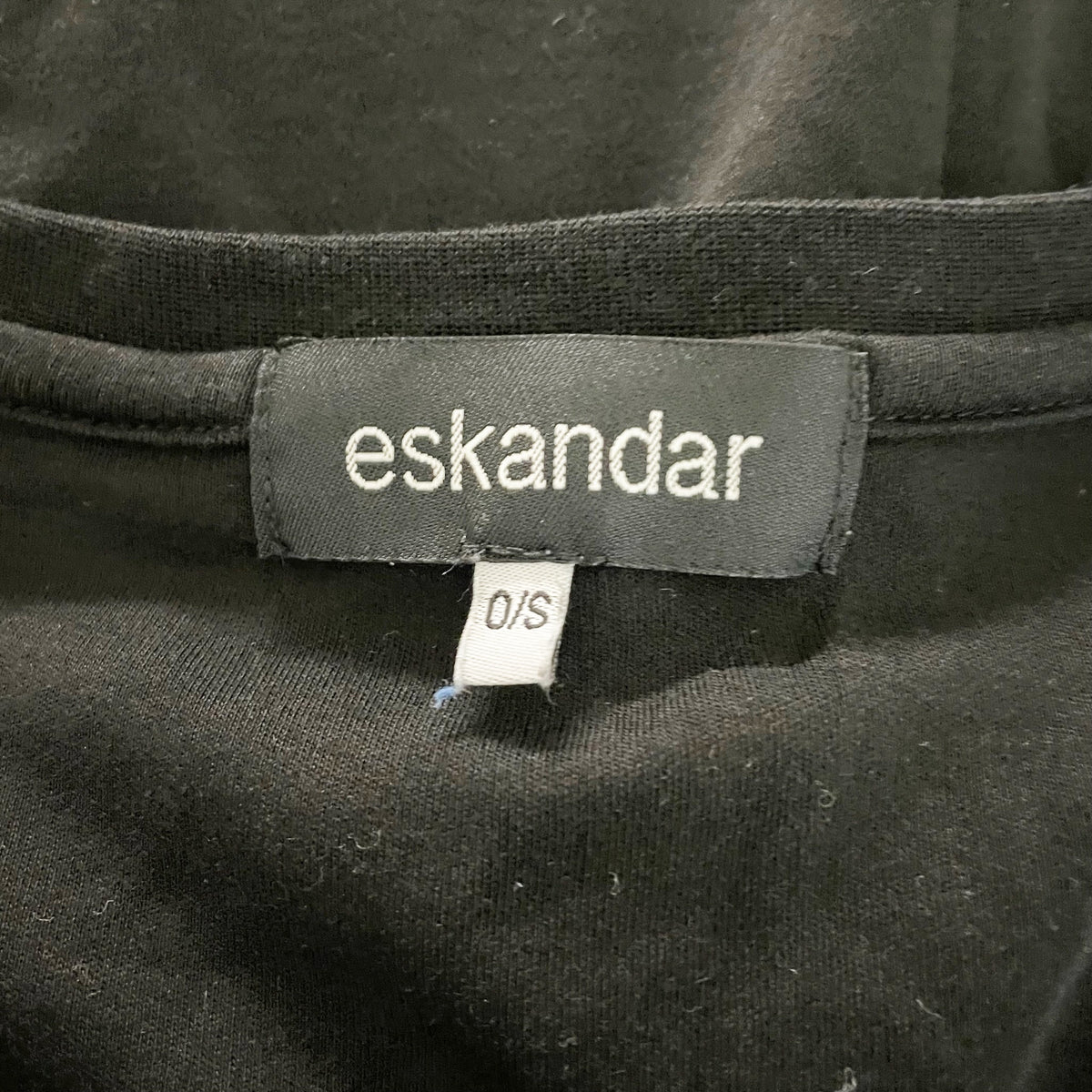 Eskandar Women's Pima Cotton V Neck Quarter Sleeve Pocket Front Tee Shirt Black