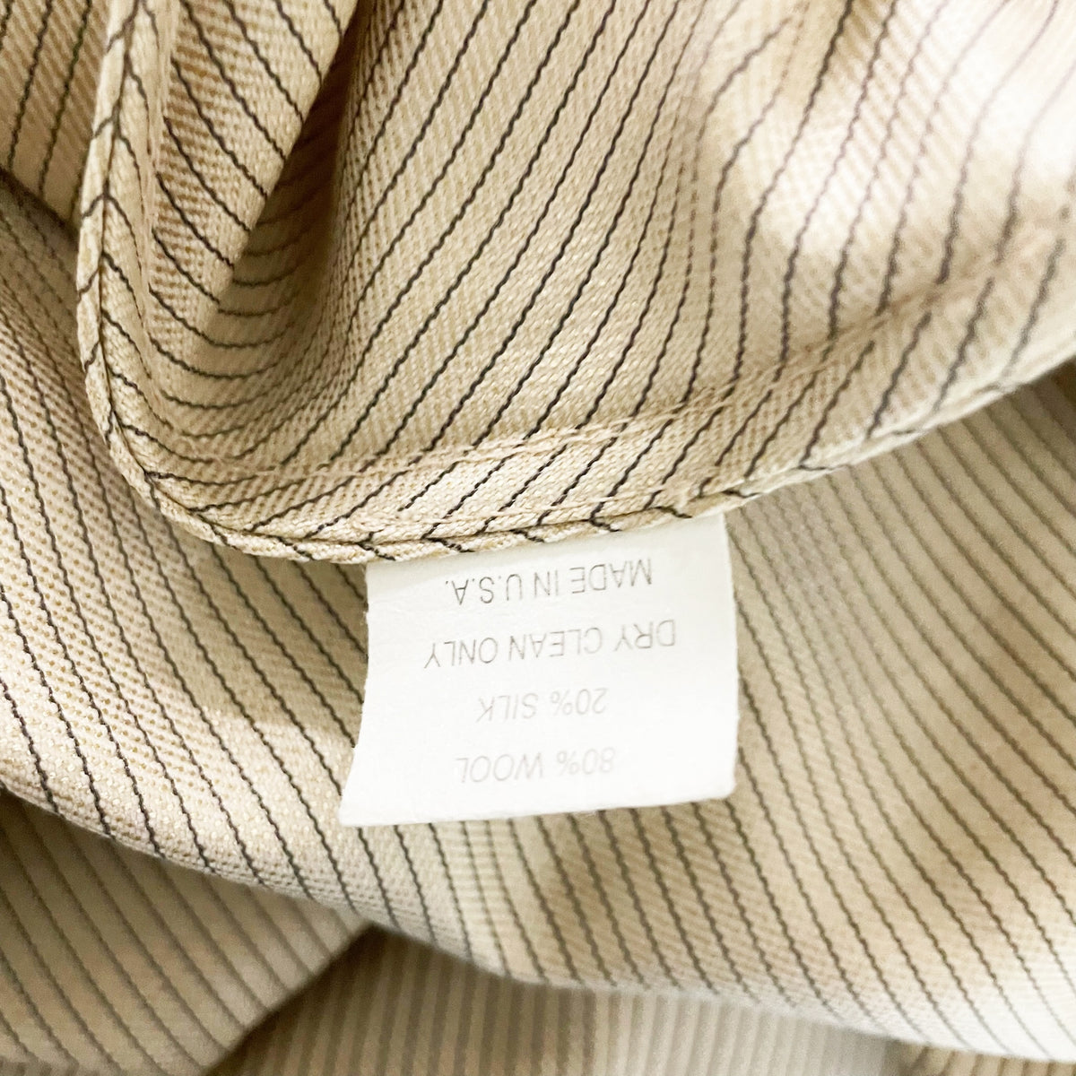 Shamask Silk Wool Blend Woven Open Front Lightweight Jacket Blazer Pinstripe 2