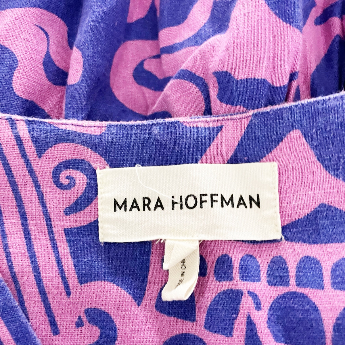Mara Hoffman Aviva Relaxed Deep V Purple Pink Abstract Print Midi Dress XL