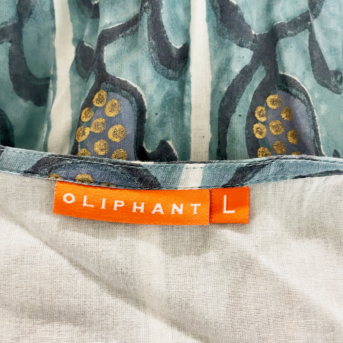 Oliphant V Neck Cotton Voile Belted Tiered Maxi Dress Goa Blue Print Pattern L