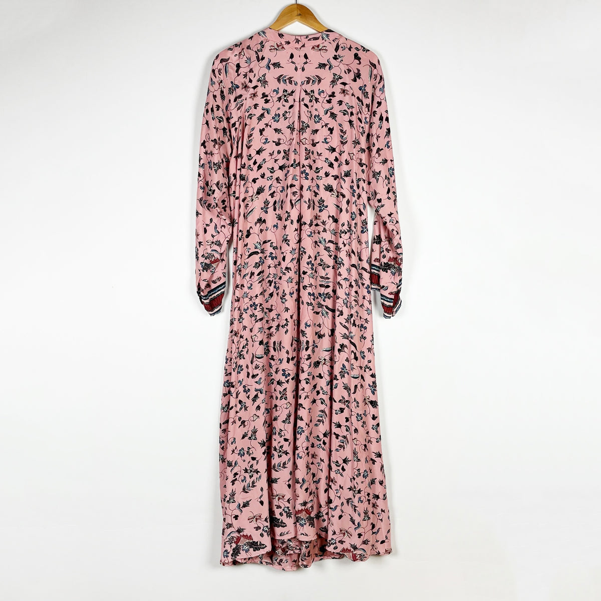 Natalie Martin Collection Fiore Silk Chiffon Lotus Print Champagne Maxi Dress XL