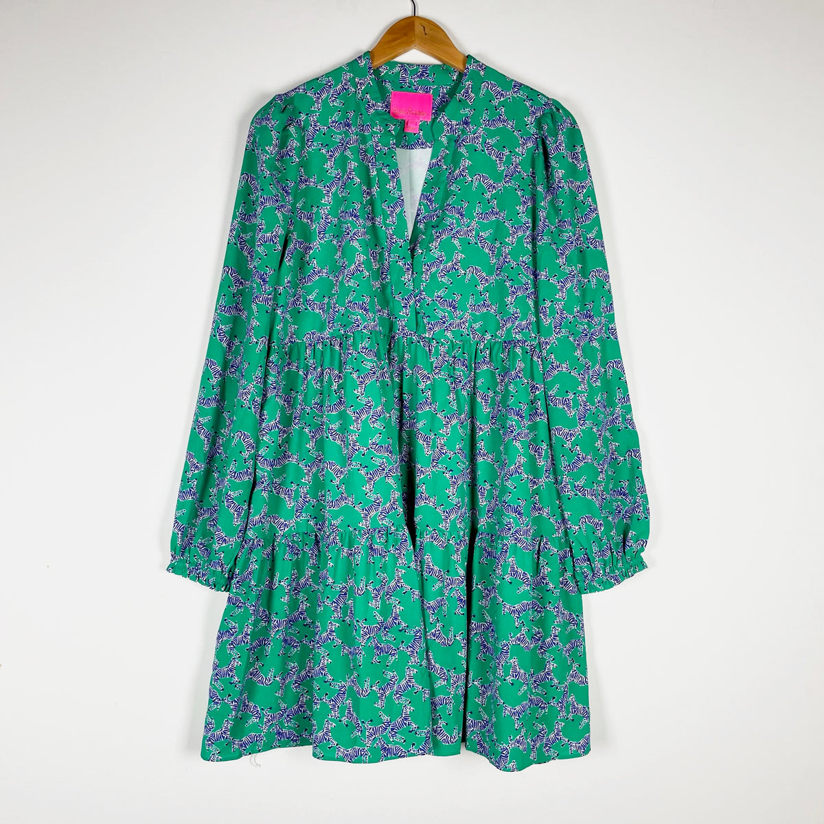 Lilly Pulitzer Winona Chiffon Tiered Everglades Green Heebee Zeebees Print Dress