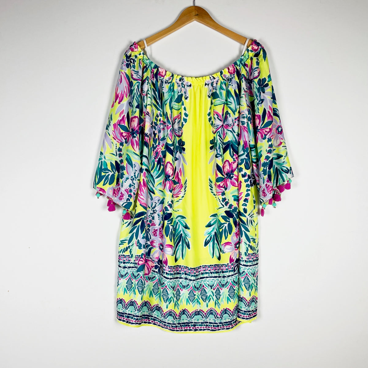 Lilly Pulitzer Payge Off The Shoulder Bauble Yellow Lemur Alone Print Mini Dress