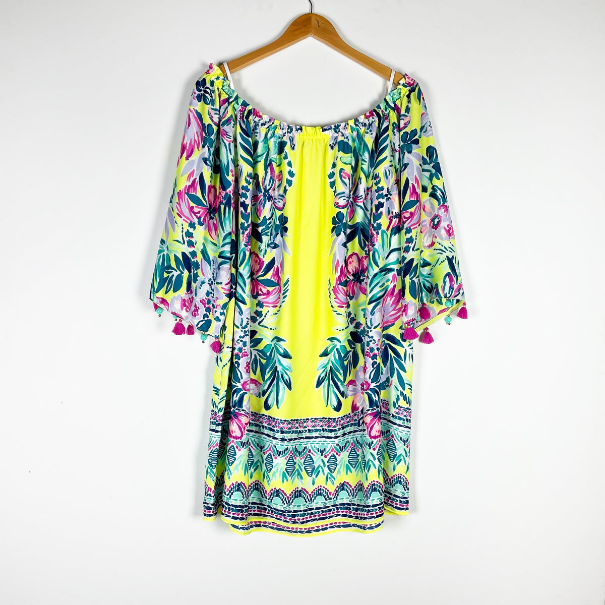 Lilly Pulitzer Payge Off The Shoulder Bauble Yellow Lemur Alone Print Mini Dress