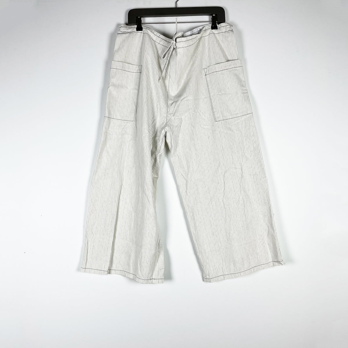 Flora Animalia Organic Cotton Stripe Print Wide Leg Pants Ivory Gray One Size