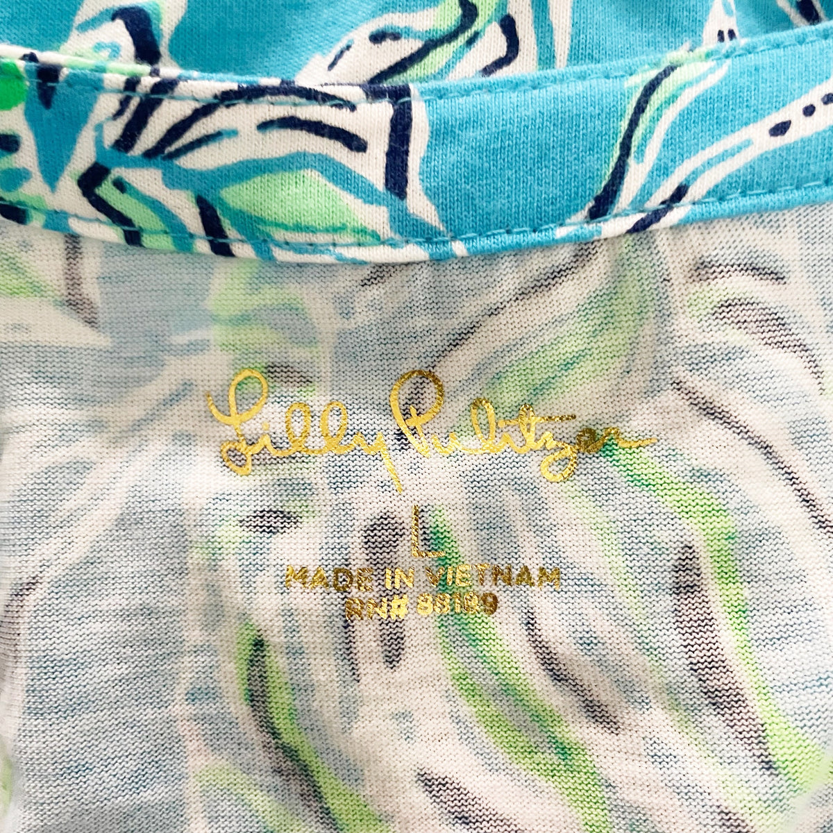 Lilly Pulitzer Loran Quarter Sleeve Swing Dress Turquoise Oasis Outta Line Large