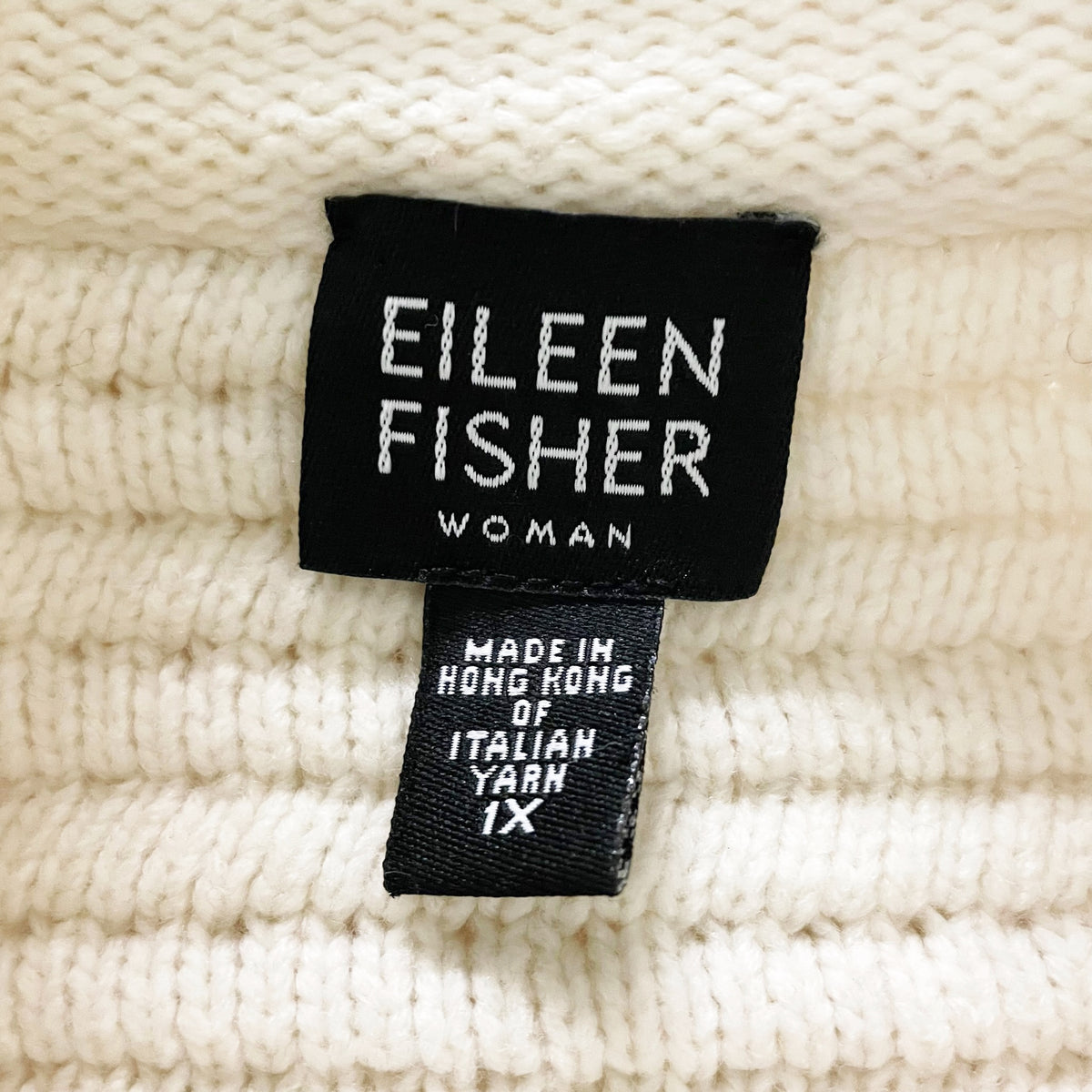 Eileen Fisher Wool Cotton Italian Yarn Knit Stretch Zip Front Cardigan Sweater