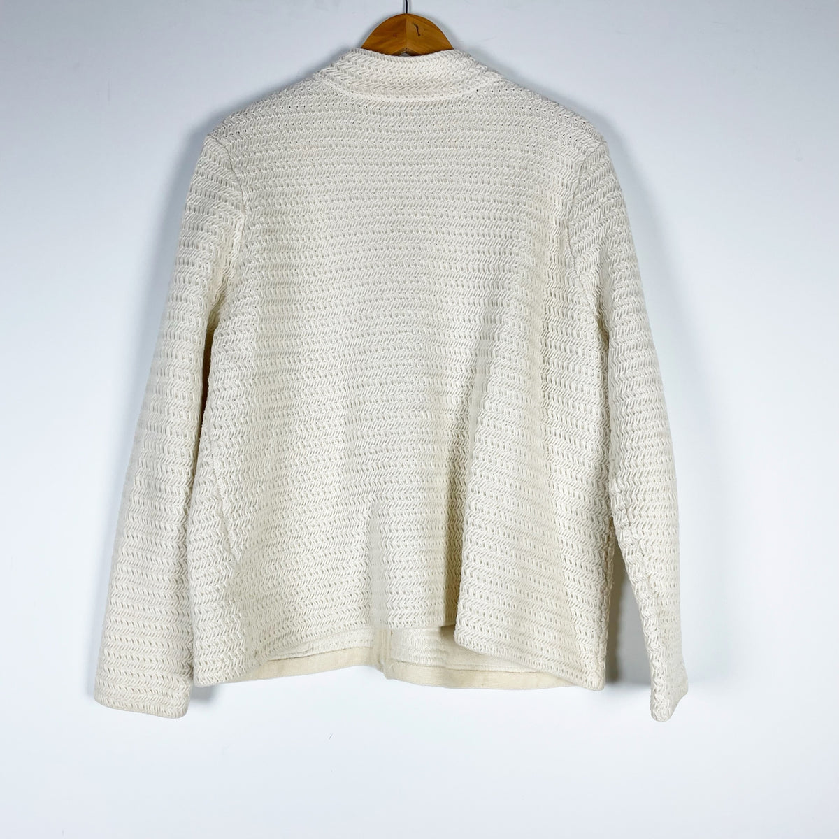 Eileen Fisher Wool Cotton Italian Yarn Knit Stretch Zip Front Cardigan Sweater