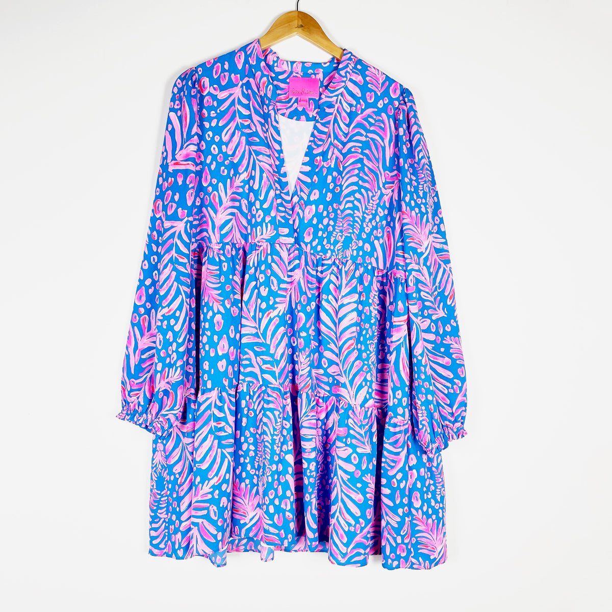 Lilly Pulitzer Winona Chiffon Tiered Pundy Blue La Zebra Print Mini Dress XL