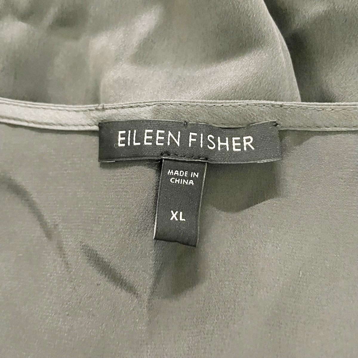 Eileen Fisher Women's Silk Satin Scoop Neck Sleeveless Tank Top Black XL