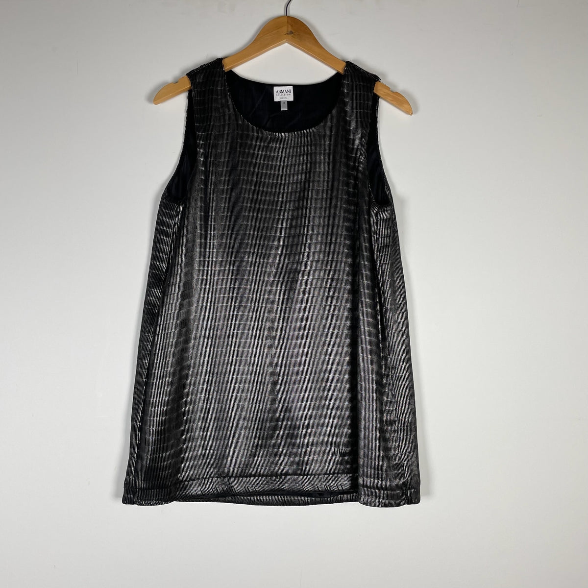 Armani Collezioni Italy Black Silver Metallic Sleeveless Scoop Neck Tank Top 12