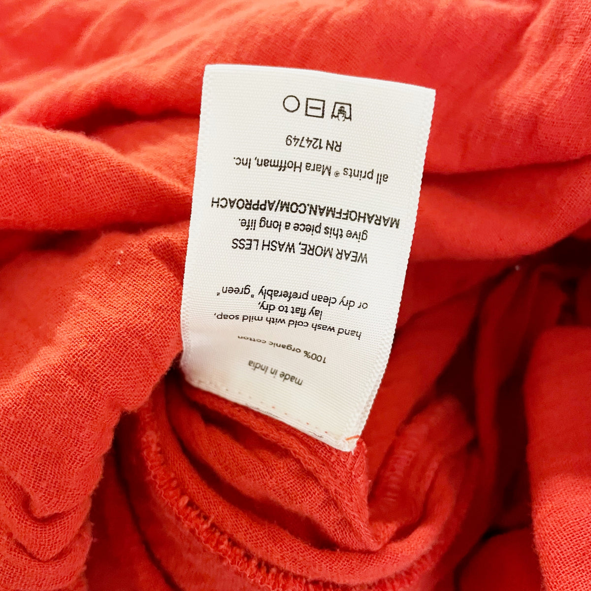 Mara Hoffman Organic Cotton Stretch Waist Deep V Neck Pullover Maxi Dress Orange