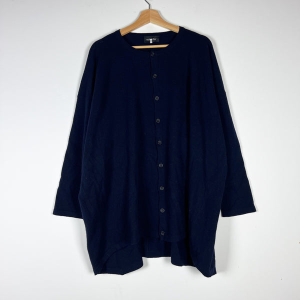 Eskandar Slim Sleeve 100% Cashmere Knit Stretch Button Front Cardigan Sweater OS