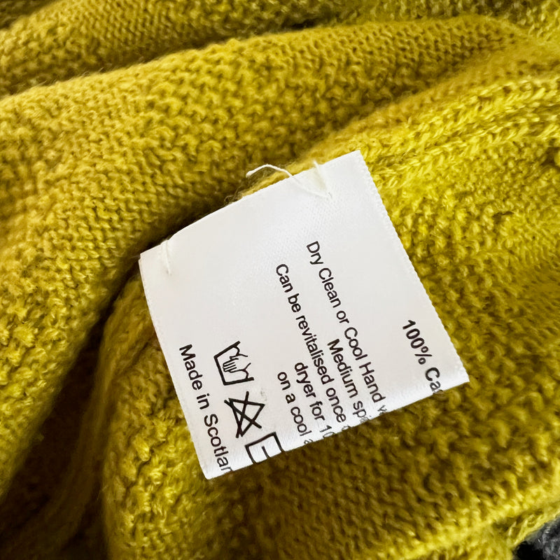 Eskandar 100% Cashmere Textured Chevron Print Knit Stretch Scoop Neck Sweater OS