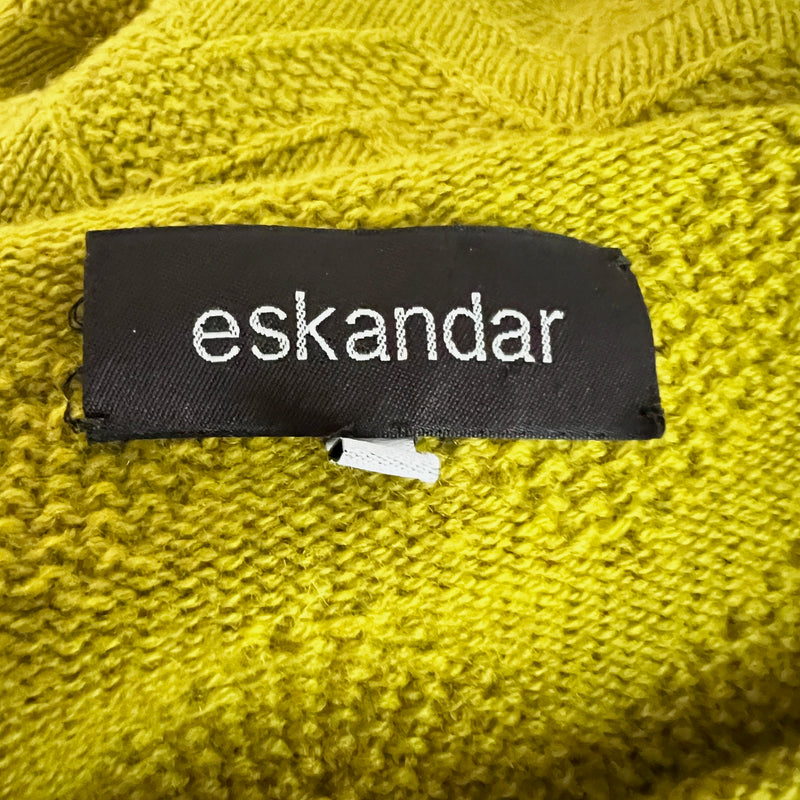 Eskandar 100% Cashmere Textured Chevron Print Knit Stretch Scoop Neck Sweater OS