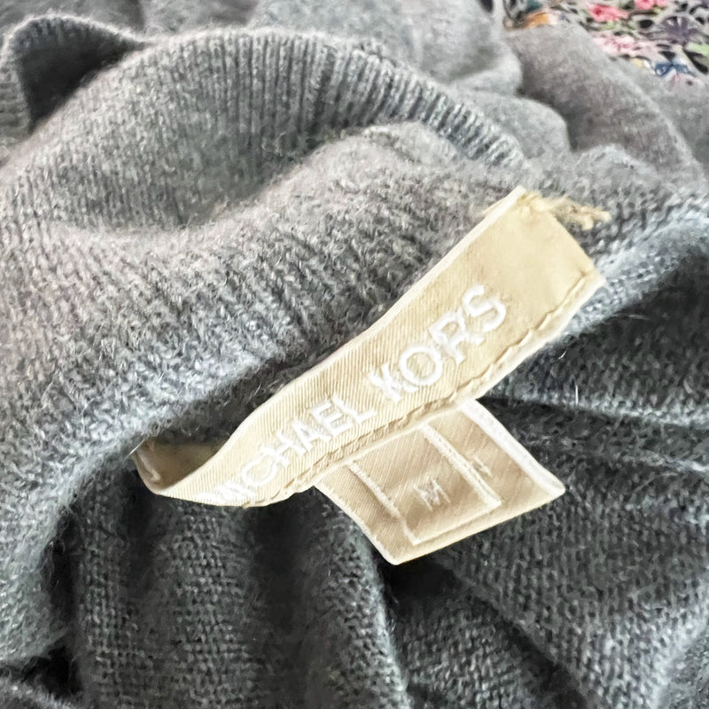 Michael Kors Collection 100% Cashmere Knit Pullover Turtleneck Sweater Gray M