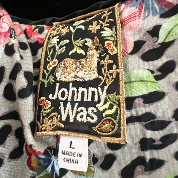 Johnny Was Dorian Kimono Ombre Sequin Glitter Embellished Velvet Jacket Blazer L