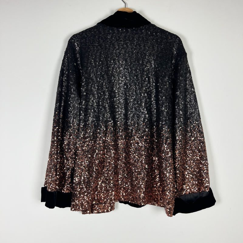 Johnny Was Dorian Kimono Ombre Sequin Glitter Embellished Velvet Jacket Blazer L