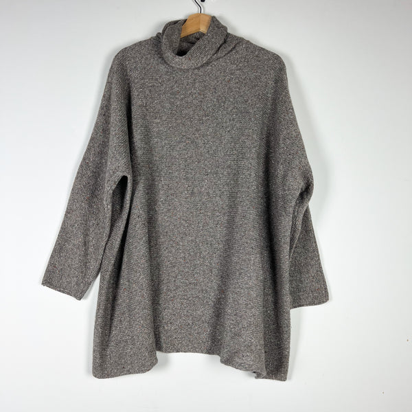 Eskandar Cashmere Silk Wool Knit Boxy Oversized Turtleneck Pullover Sweater OS