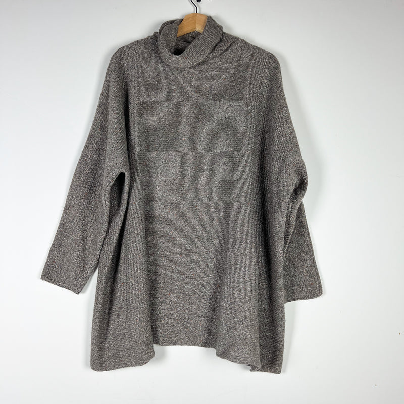 Eskandar Cashmere Silk Wool Knit Boxy Oversized Turtleneck Pullover Sweater OS