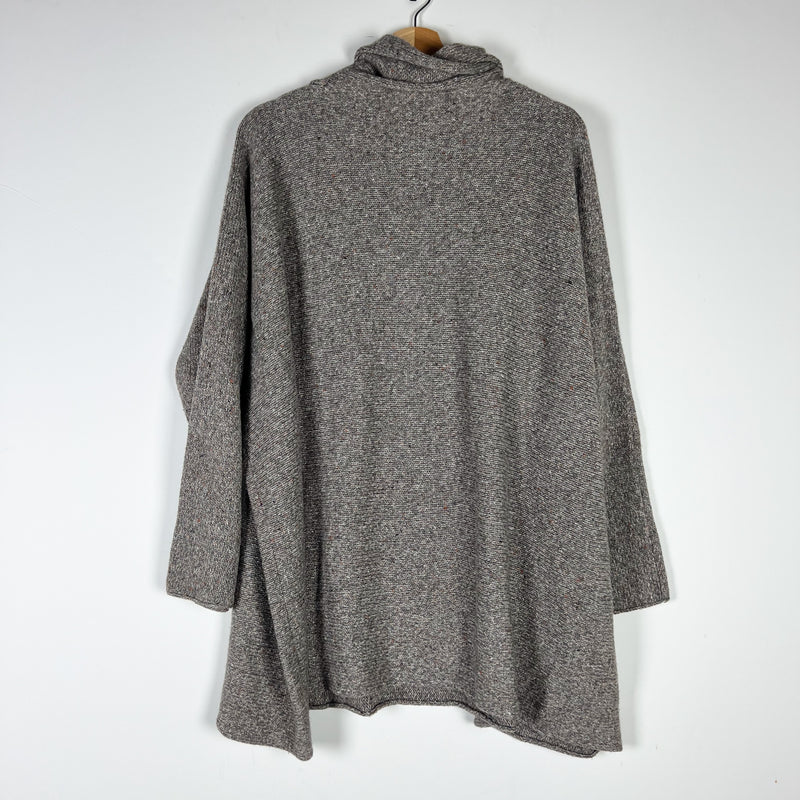 Eskandar Cashmere Silk Wool Knit Boxy Oversized Turtleneck Pullover Sweater OS