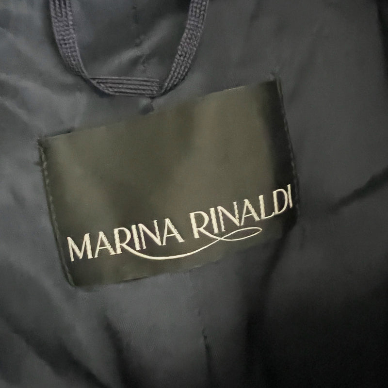 Marina Rinaldi Polka Dot Circle Print Pattern Woven Textured Pea Coat Jacket XL