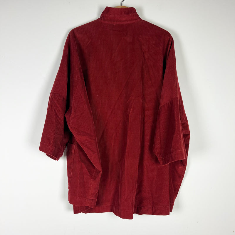 Eskandar Small Cord A Line Pleated Corduroy Velvet Velour Front Button Jacket