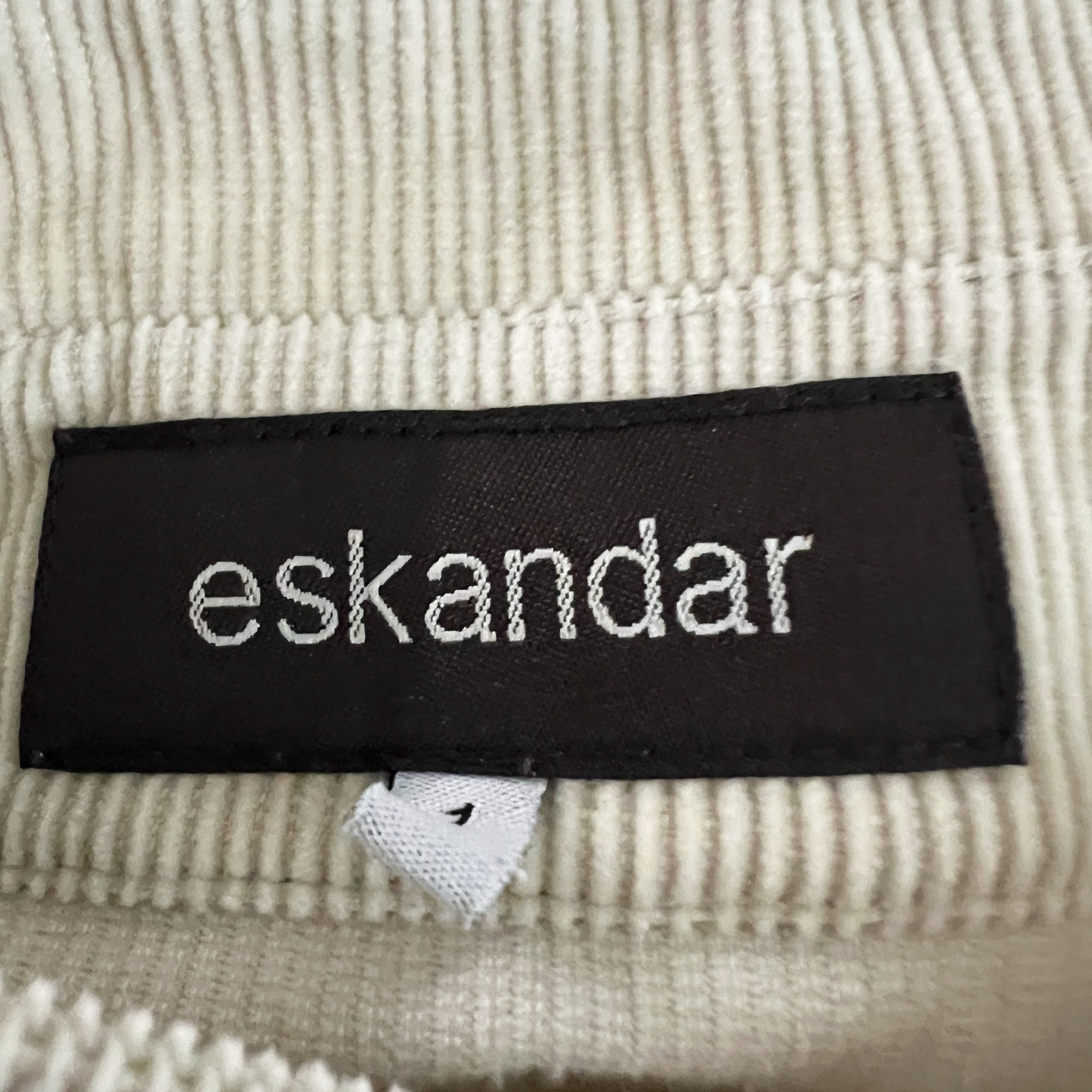 Eskandar Small Cord A Line Pleated Corduroy Velvet Velour Button Jacket Beige L