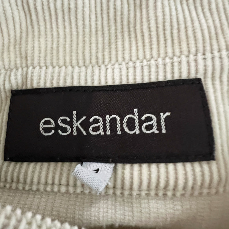 Eskandar Small Cord A Line Pleated Corduroy Velvet Velour Button Jacket Beige L