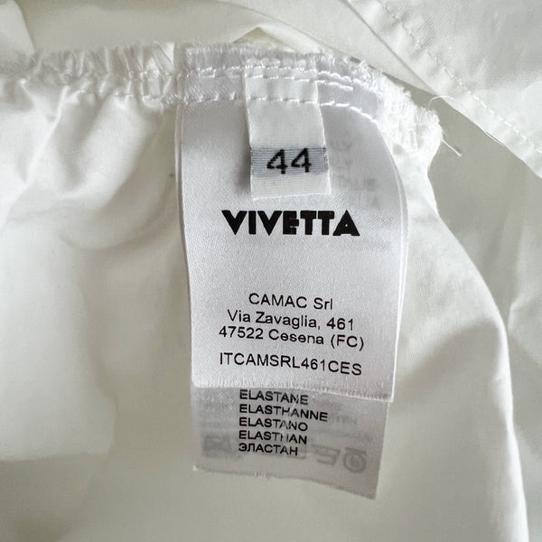 Vivetta Made In Italy Cotton Poplin Pintuck Oversized Blouse Shirt Top White XL