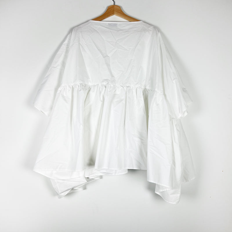 Vivetta Made In Italy Cotton Poplin Pintuck Oversized Blouse Shirt Top White XL