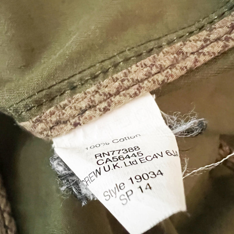 J. Crew Women's Downtown Field Waxed Cotton Full Zip Snap Button Jacket Green S
