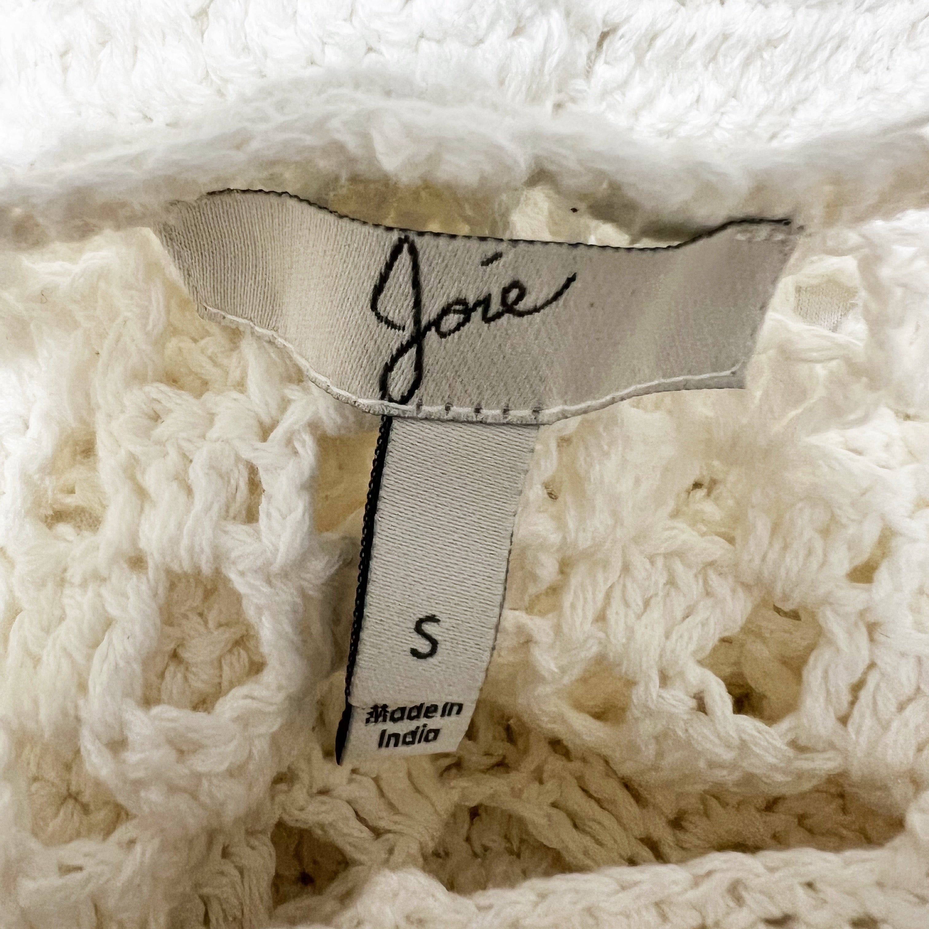 Joie Nawra Cotton Crochet Knit Sleeveless Tie Waist Pullover Mini Dress White S