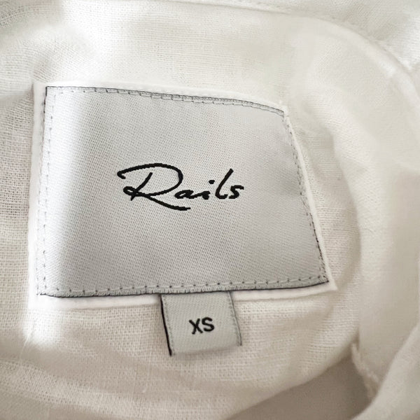 Rails Jamie White Eyelet Stars Lace Cut Out Perforates Linen Blouse Shirt Top XS