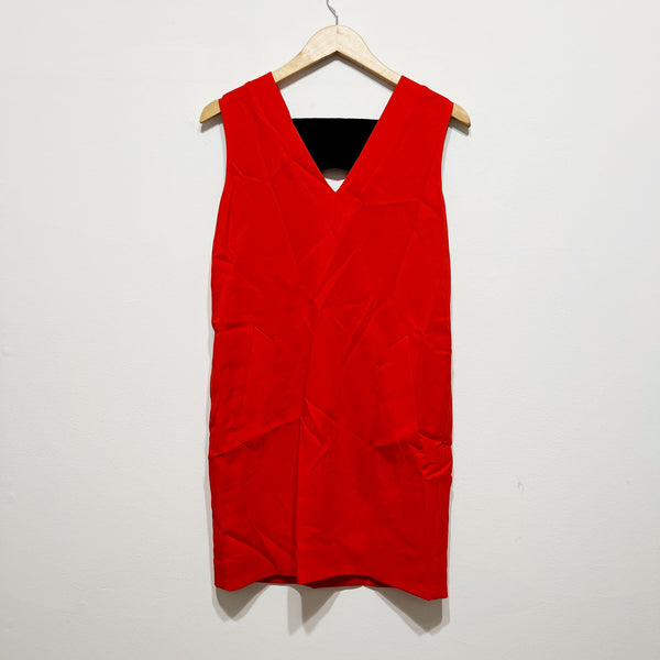 Rag &amp; Bone Phoebe Crepe Sleeveless V Neck Shift Mini Dress Red Black 4