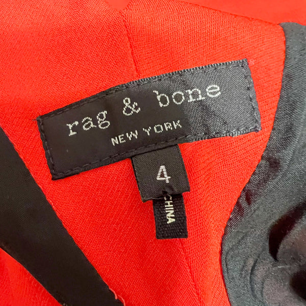 Rag &amp; Bone Phoebe Crepe Sleeveless V Neck Shift Mini Dress Red Black 4