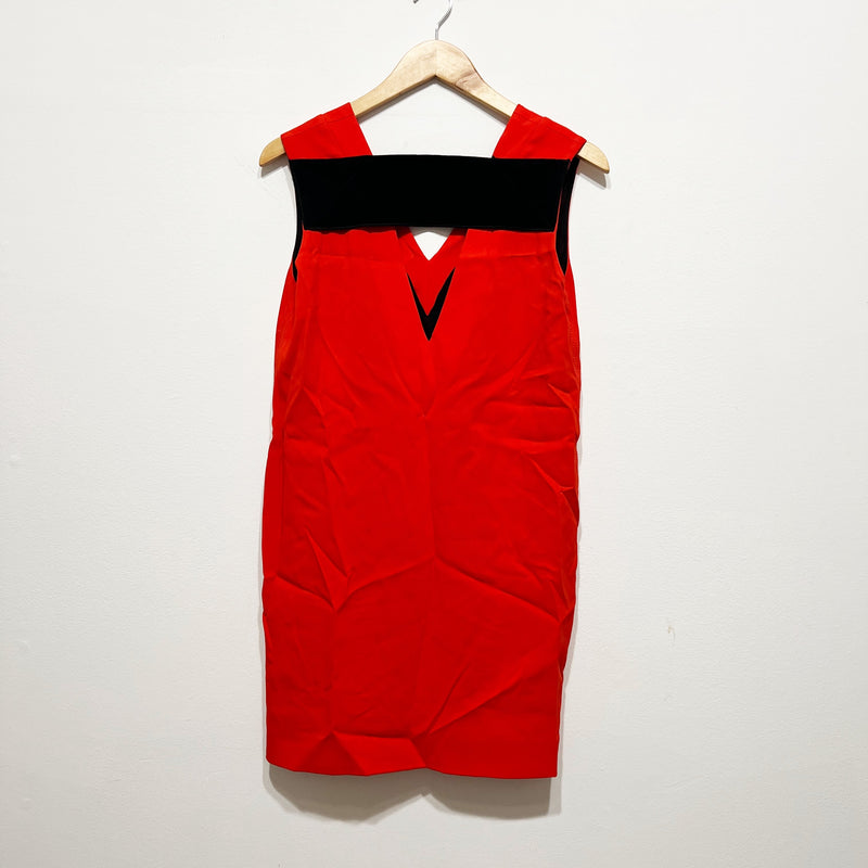 Rag &amp; Bone Phoebe Crepe Sleeveless V Neck Shift Mini Dress Red Black 4