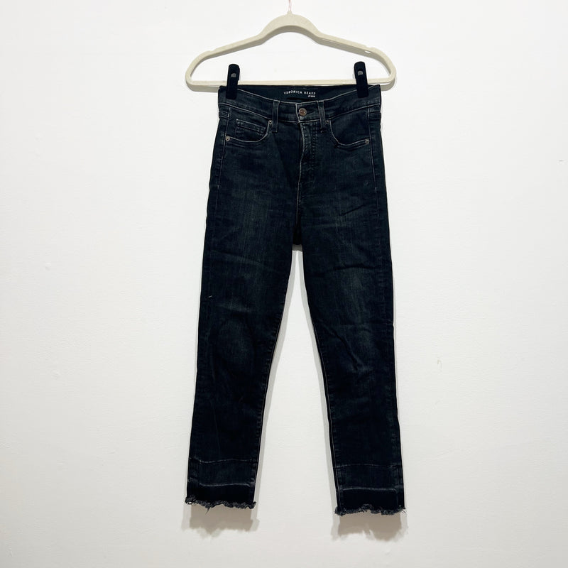 Veronica Beard Ryleigh Slim Straight Cotton Stretch Denim Jeans Washed Onyx 26/2