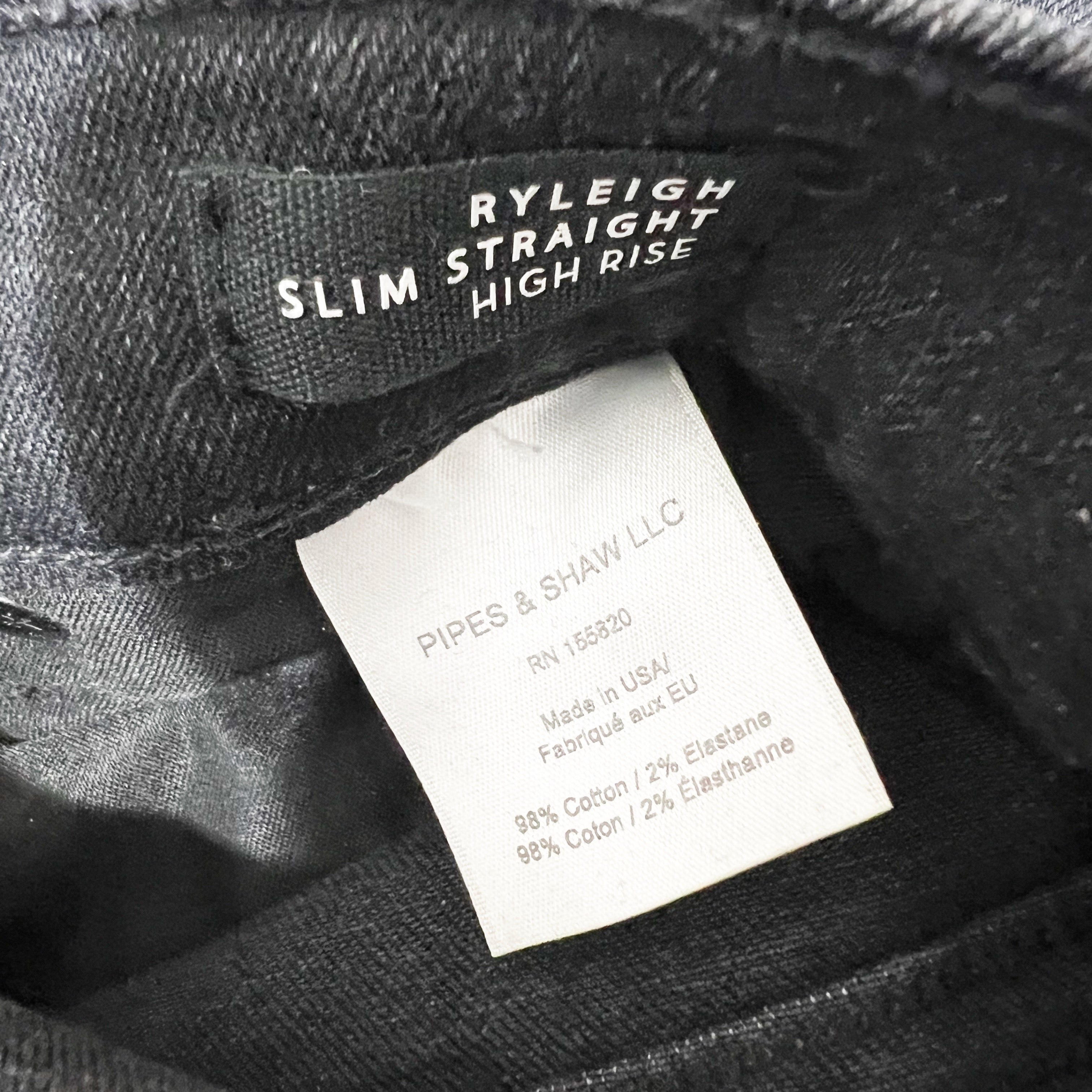 Veronica Beard Ryleigh Slim Straight Cotton Stretch Denim Jeans Washed Onyx 26/2