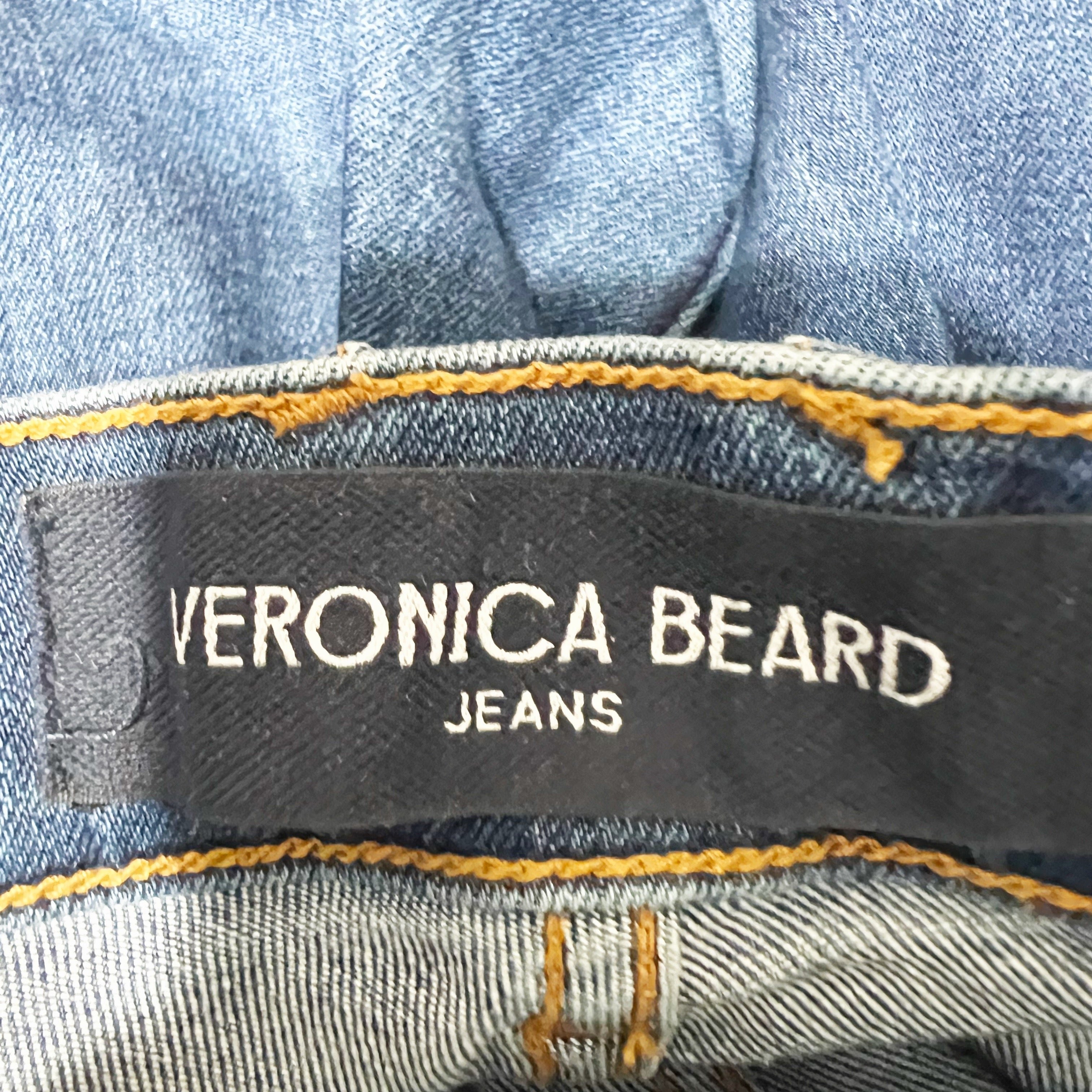 Veronica Beard Carson Ankle Flare Cotton High Rise Denim Jeans Bright Blue 25