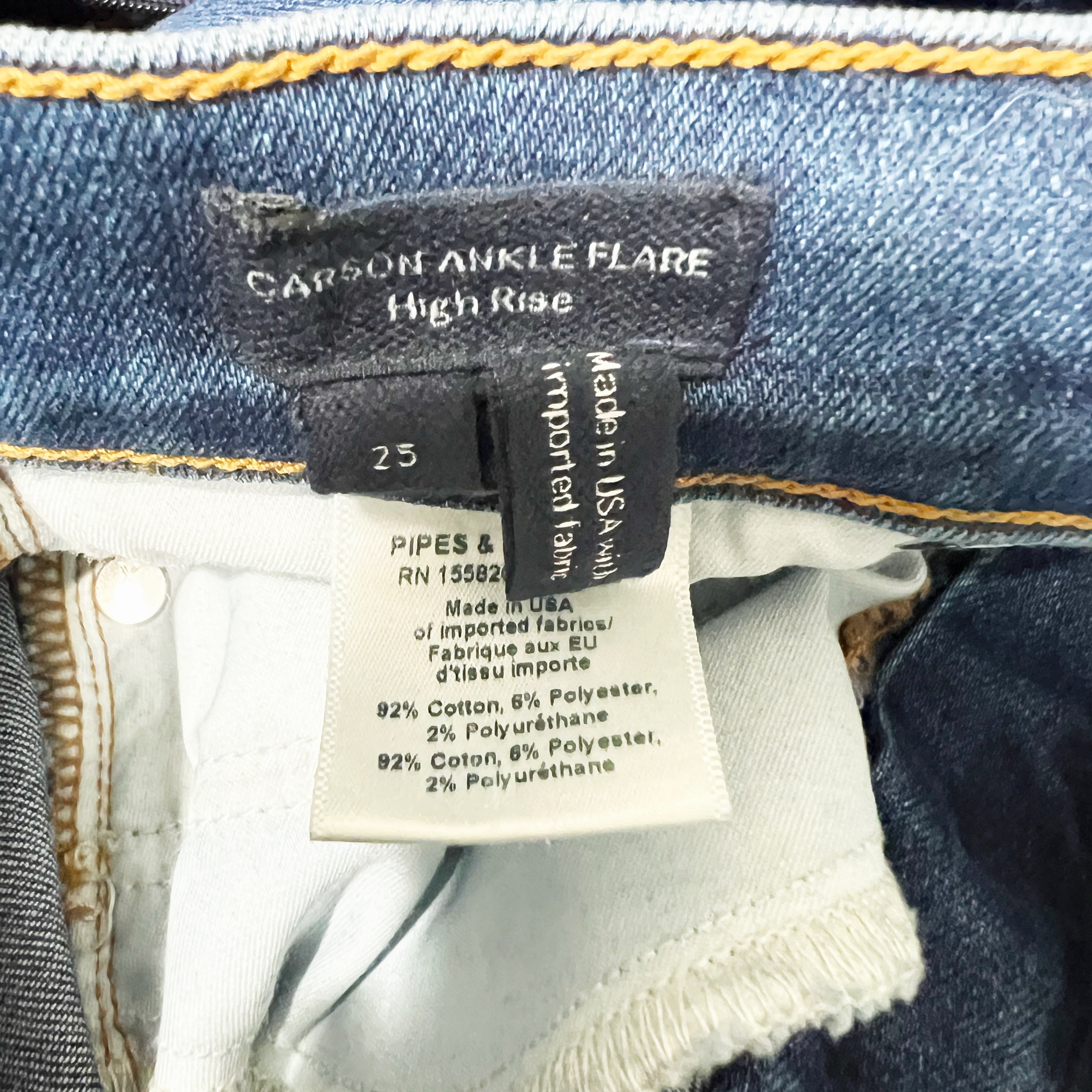 Veronica Beard Carson Ankle Flare Cotton High Rise Denim Jeans Bright Blue 25