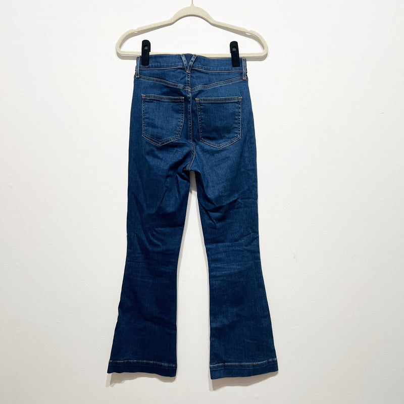 Veronica Beard Carson Ankle Flare Cotton High Rise Denim Jeans Bright Blue 25