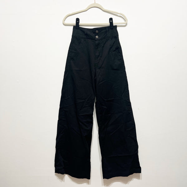 Veronica Beard Mohan High Waist Flare Leg Stretch Cotton Pants Solid Black 25