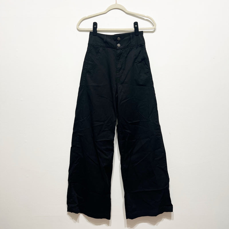 Veronica Beard Mohan High Waist Flare Leg Stretch Cotton Pants Solid Black 25