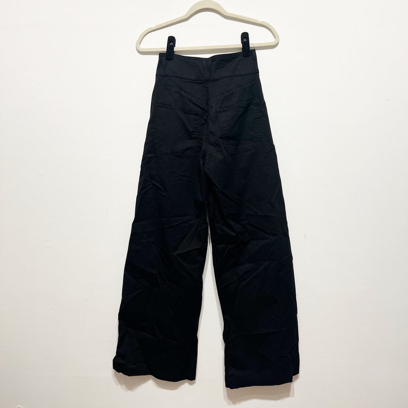 Veronica Beard Mohan High Waist Flare Leg Stretch Cotton Pants Solid Black 25