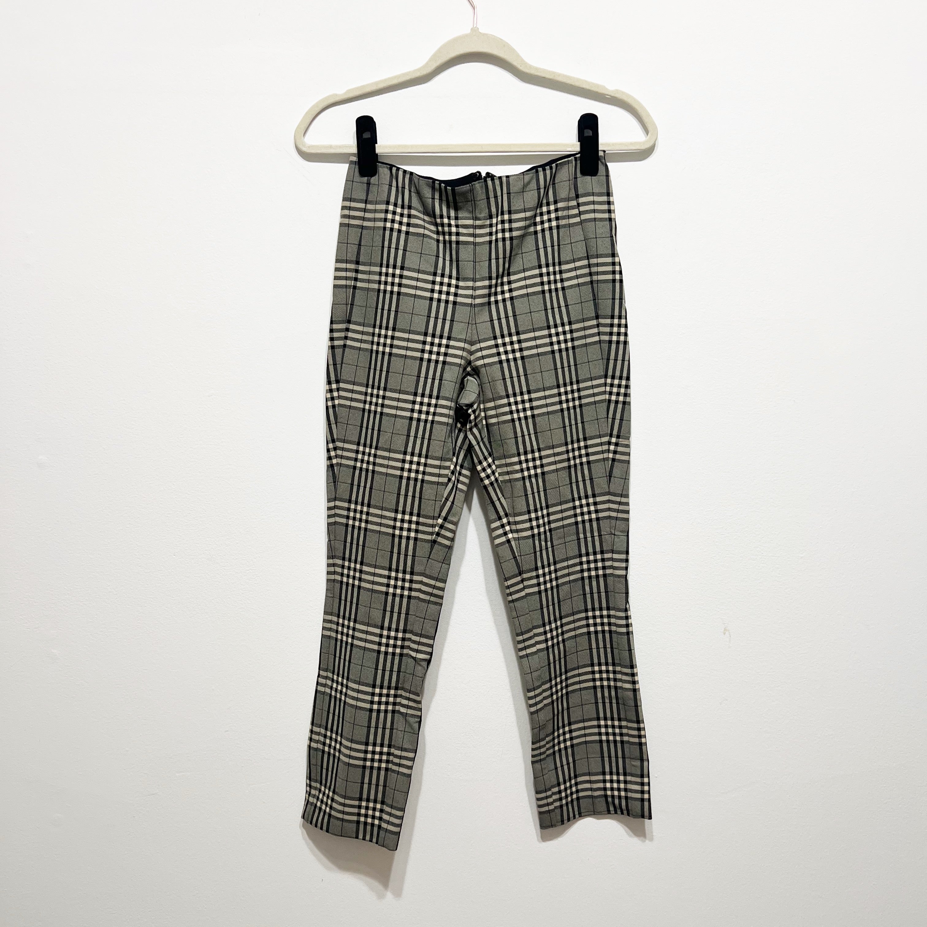 Rag &amp; Bone Women's Simone Mid Rise Ankle Crop Trouser Pants Black Gray Plaid S