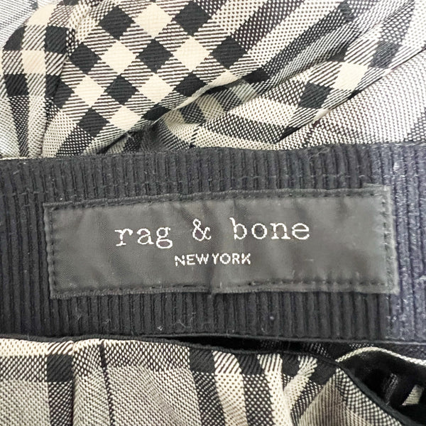 Rag &amp; Bone Women's Simone Mid Rise Ankle Crop Trouser Pants Black Gray Plaid S