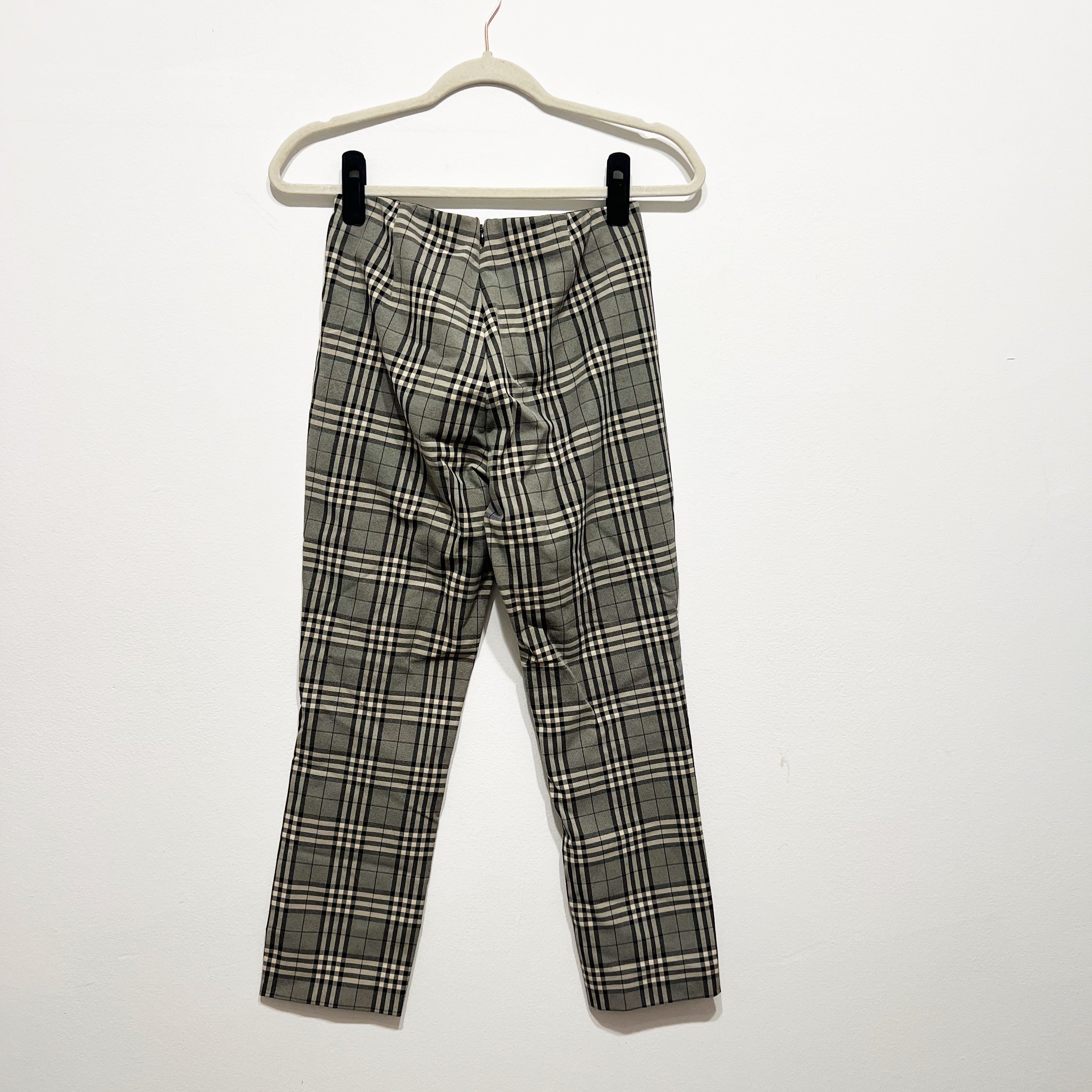 Rag &amp; Bone Women's Simone Mid Rise Ankle Crop Trouser Pants Black Gray Plaid S