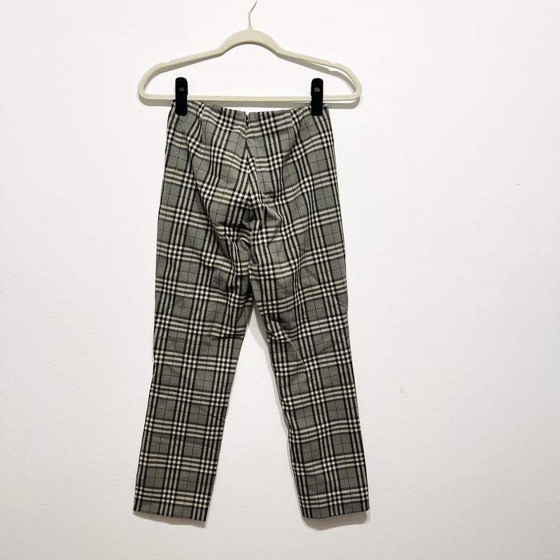 Rag &amp; Bone Women's Simone Mid Rise Ankle Crop Trouser Pants Black Gray Plaid S